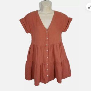 MADEWELL Button Front Tiered Mini Dress 6127E1M